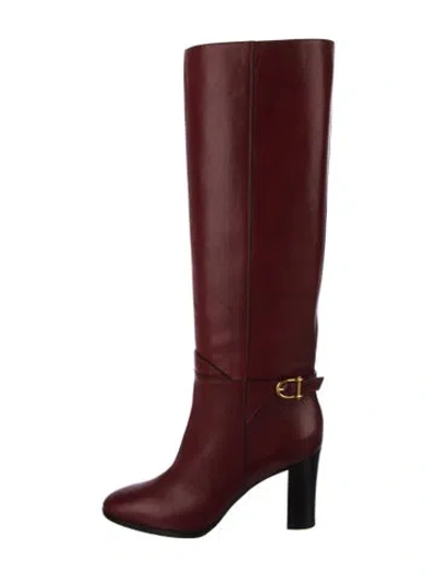 Pre-owned Celine Leather Riding Boots In Red