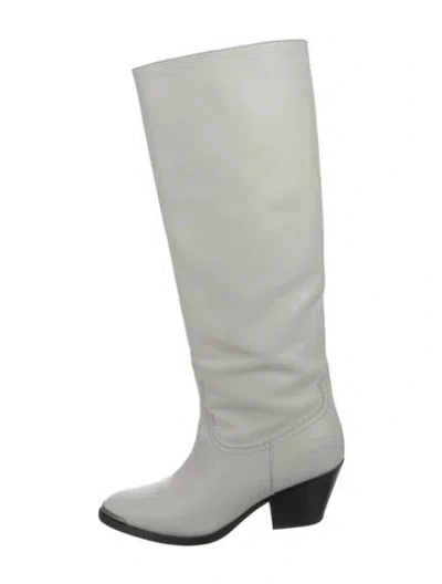 Pre-owned Celine Leather Riding Boots In White