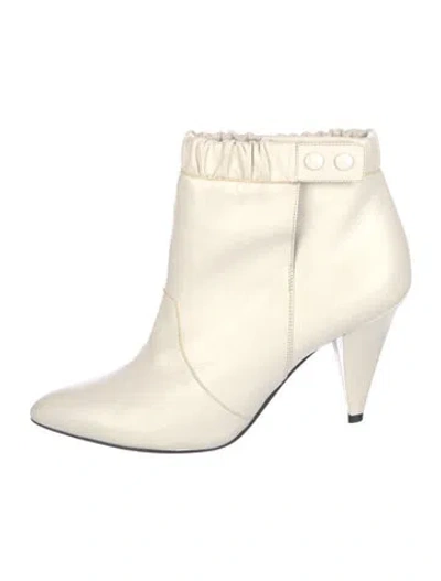 Pre-owned Celine Leather Ruffle Embellishment Boots In Neutrals