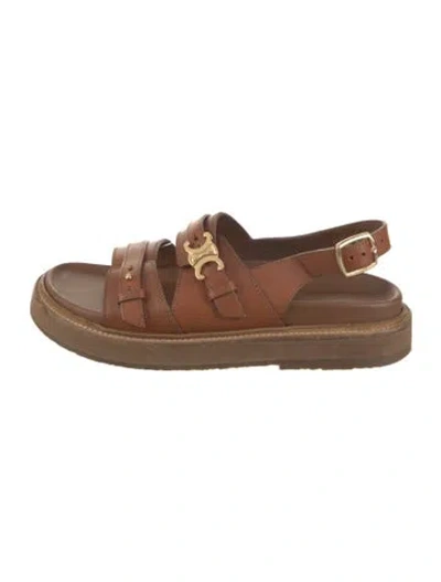 Pre-owned Celine Leather Sandals In Brown