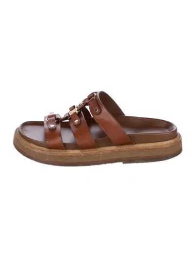 Pre-owned Celine Leather Sandals In Brown