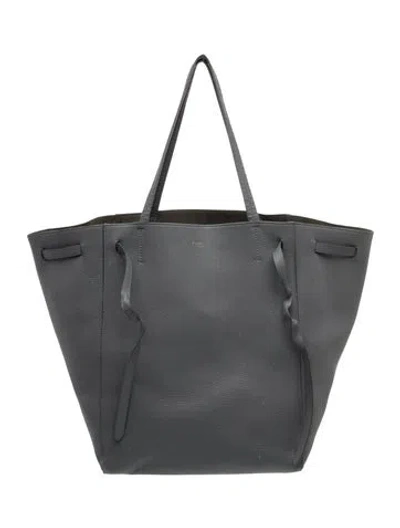 Pre-owned Celine Leather Seau Sangle Medium In Gray
