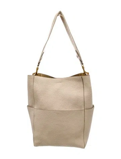 Pre-owned Celine Leather Seau Sangle In Neutral