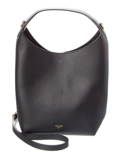Celine Leather Shoulder Bag In Black