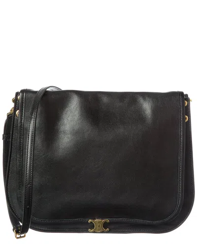 Celine Leather Shoulder Bag In Black