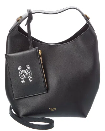 Celine Leather Shoulder Bag In Black