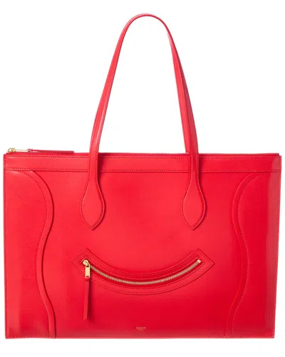 Celine Leather Shoulder Bag In Red