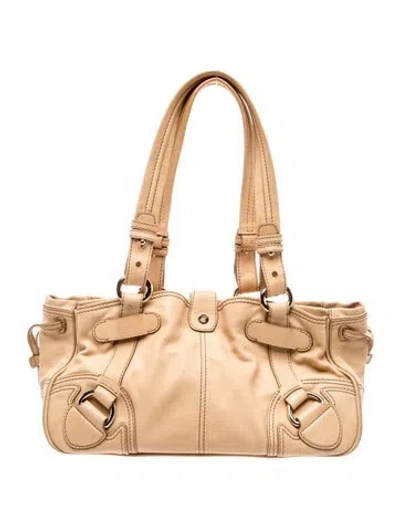 Pre-owned Celine Leather Shoulder Bag Vintage In Neutral
