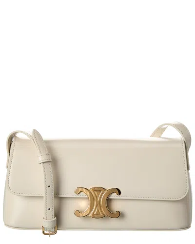 Celine Leather Shoulder Bag In White
