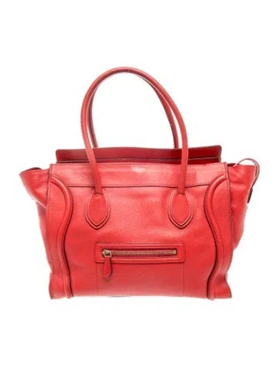 Pre-owned Celine Leather Shoulder Luggage Vintage In Red