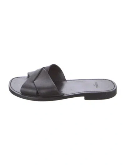 Pre-owned Celine Leather Slides In Black