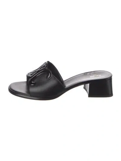 Pre-owned Celine Leather Slides In Black