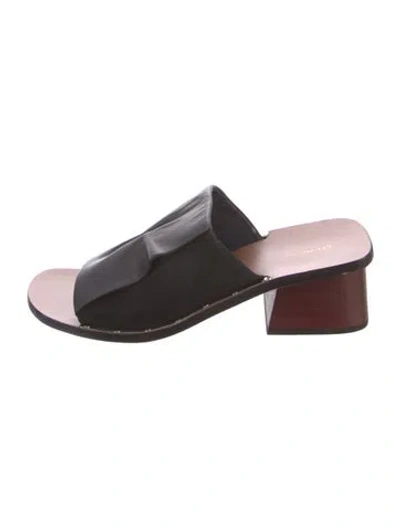 Pre-owned Celine Leather Slides In Black