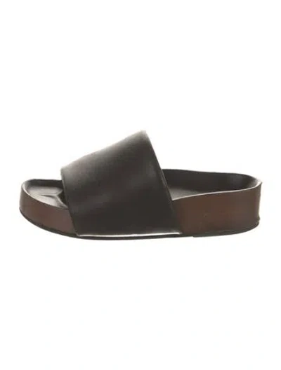 Pre-owned Celine Leather Slides In Black