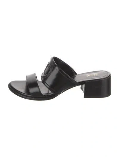 Pre-owned Celine Leather Slides In Black