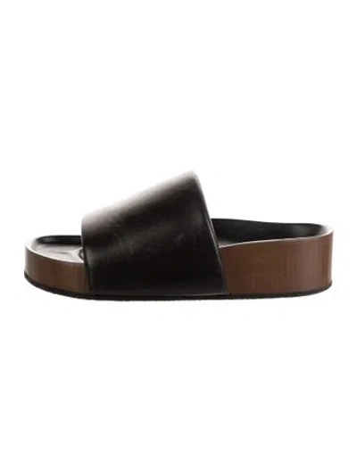 Pre-owned Celine Leather Slides In Black