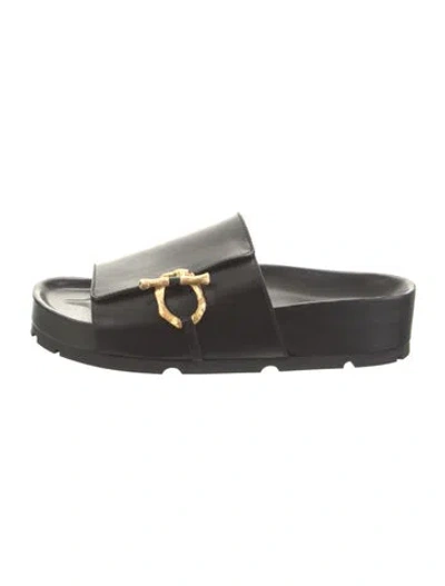Pre-owned Celine Leather Slides In Black