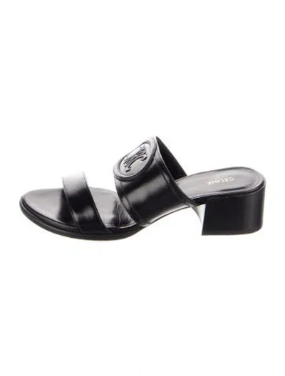 Pre-owned Celine Leather Slides In Black