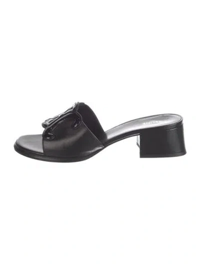 Pre-owned Celine Leather Slides In Black
