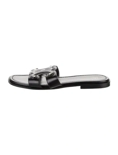 Pre-owned Celine Leather Slides In Black