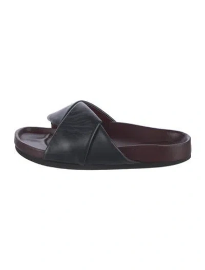Pre-owned Celine Leather Slides In Black