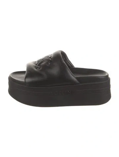 Pre-owned Celine Leather Slides In Black