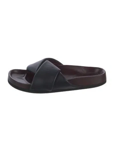 Pre-owned Celine Leather Slides In Blue