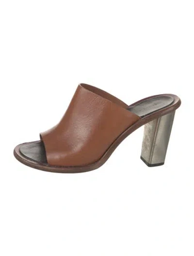 Pre-owned Celine Leather Slides In Brown