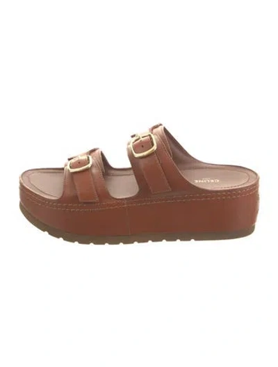 Pre-owned Celine Leather Slides In Brown
