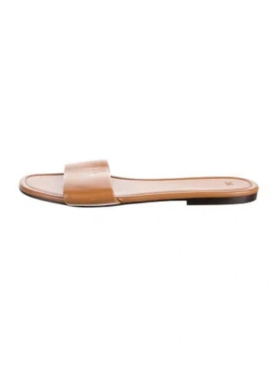Pre-owned Celine Leather Slides In Brown