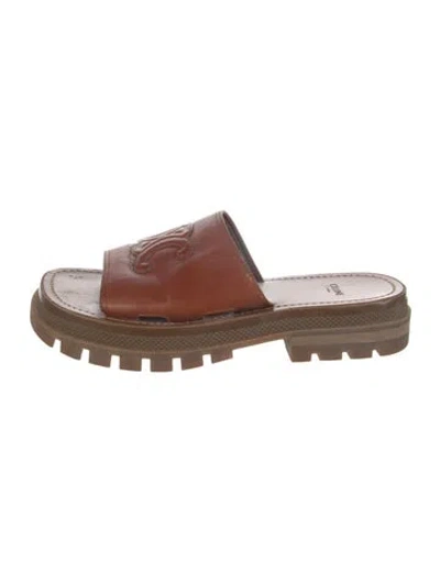 Pre-owned Celine Leather Slides In Brown