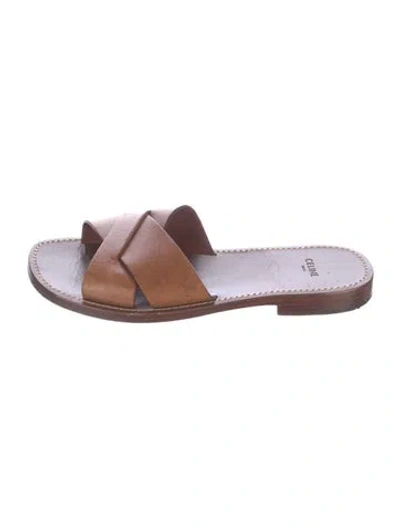 Pre-owned Celine Leather Slides In Brown