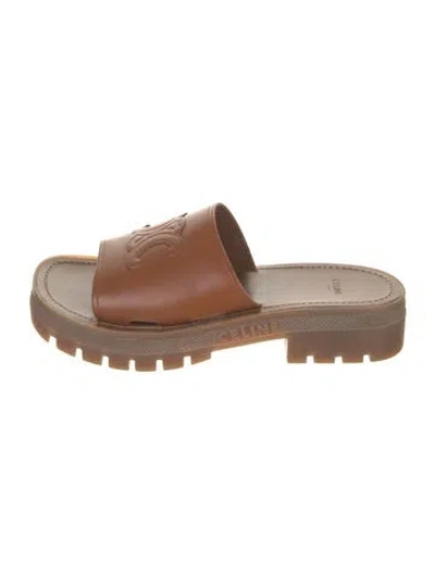 Pre-owned Celine Leather Slides In Brown