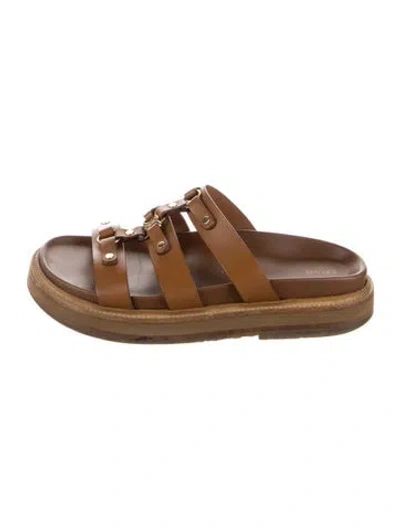 Pre-owned Celine Leather Slides In Brown