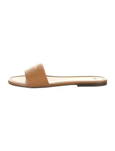 Pre-owned Celine Leather Slides In Brown