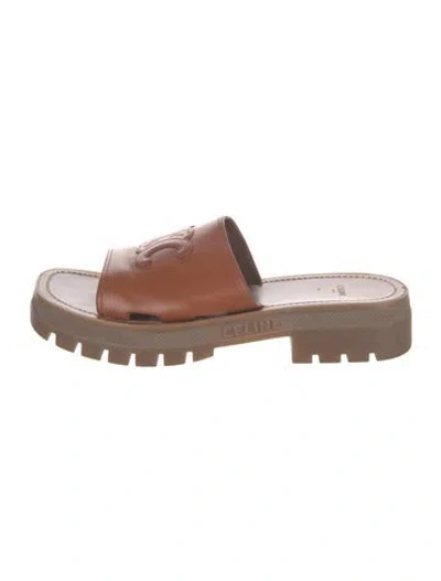 Pre-owned Celine Leather Slides In Brown