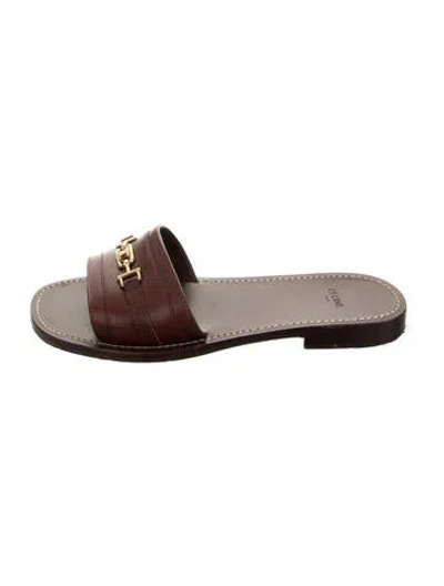 Pre-owned Celine Leather Slides In Brown