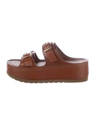 Pre-owned Celine Leather Slides In Brown