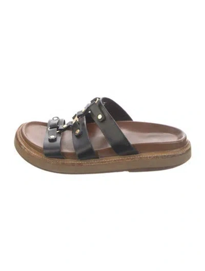 Pre-owned Celine Leather Slides In Brown