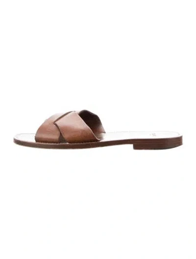 Pre-owned Celine Leather Slides In Brown