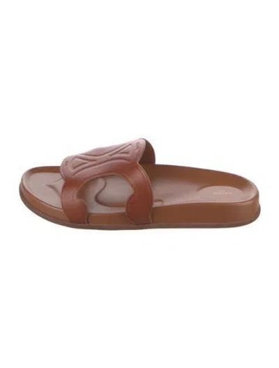 Pre-owned Celine Leather Slides In Brown