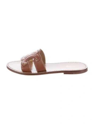 Pre-owned Celine Leather Slides In Brown