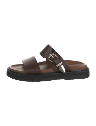 Pre-owned Celine Leather Slides In Brown