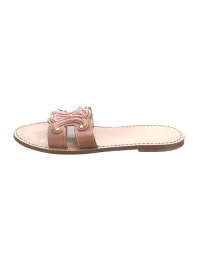 Pre-owned Celine Leather Slides In Brown