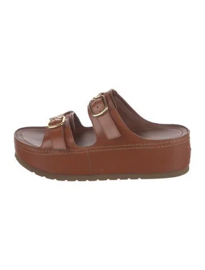 Pre-owned Celine Leather Slides In Brown