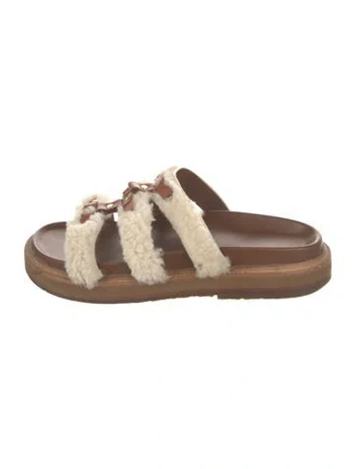 Pre-owned Celine Leather Slides In Neutrals