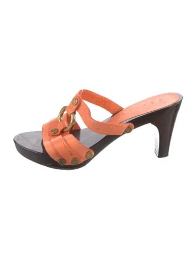 Pre-owned Celine Leather Slides In Orange
