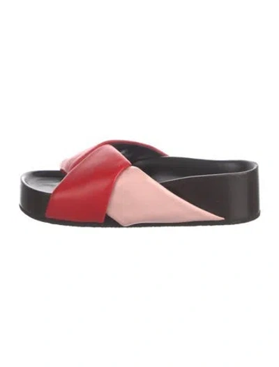 Pre-owned Celine Leather Slides In Pink/red