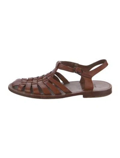 Pre-owned Celine Leather Slingback Flats In Brown