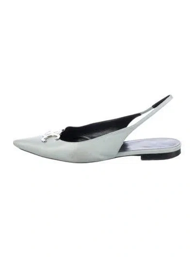Pre-owned Celine Leather Slingback Flats In Green